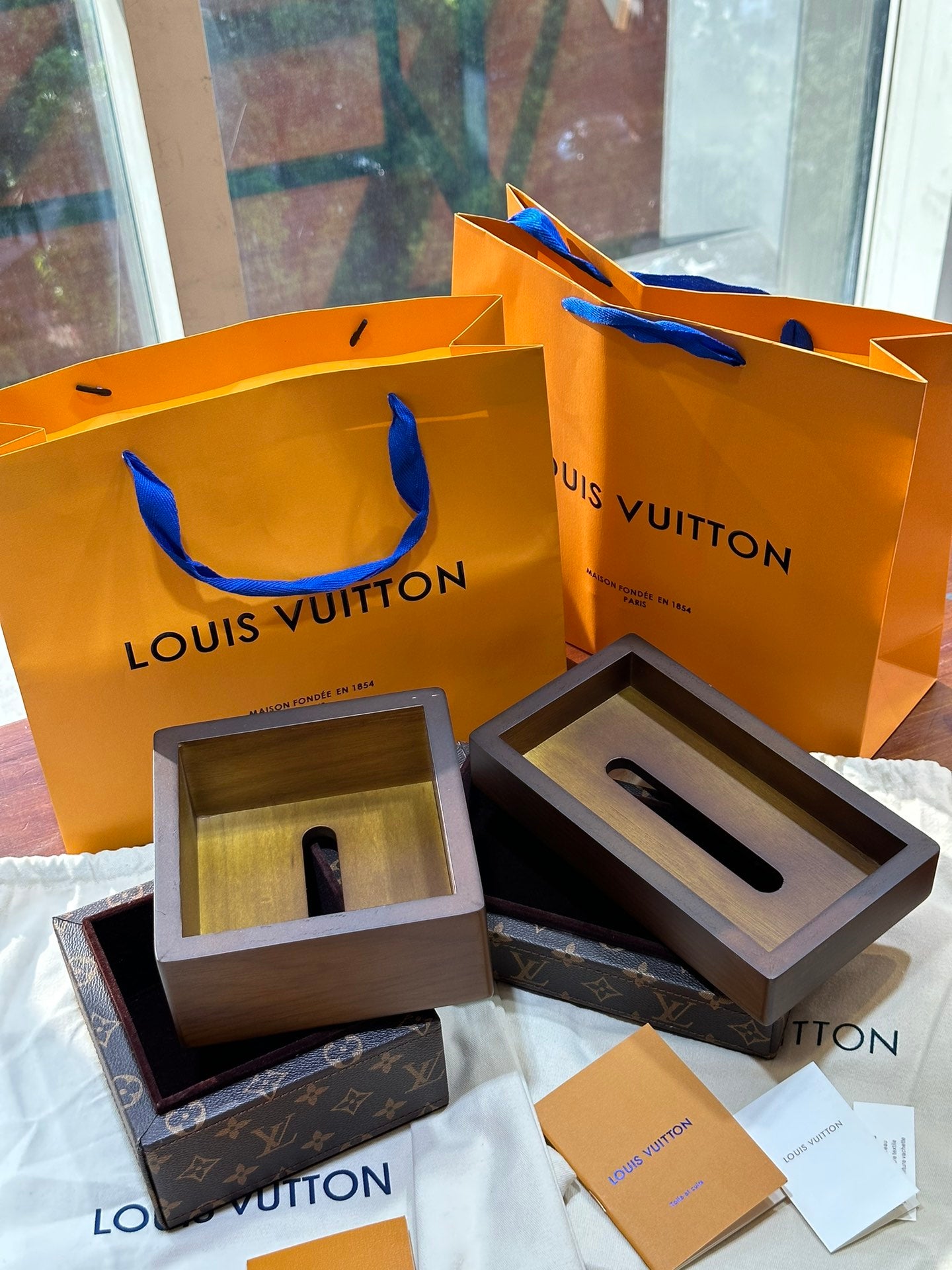 CUSTOM LV WOOD TISSUE BOX COVER