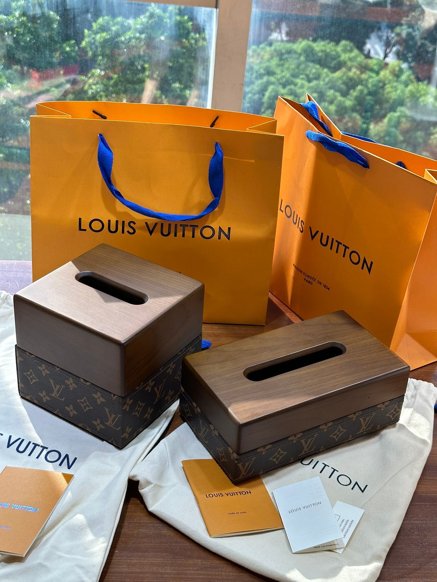 CUSTOM LV WOOD TISSUE BOX COVER