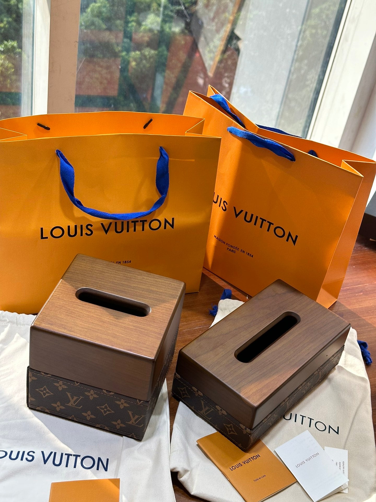 CUSTOM LV WOOD TISSUE BOX COVER