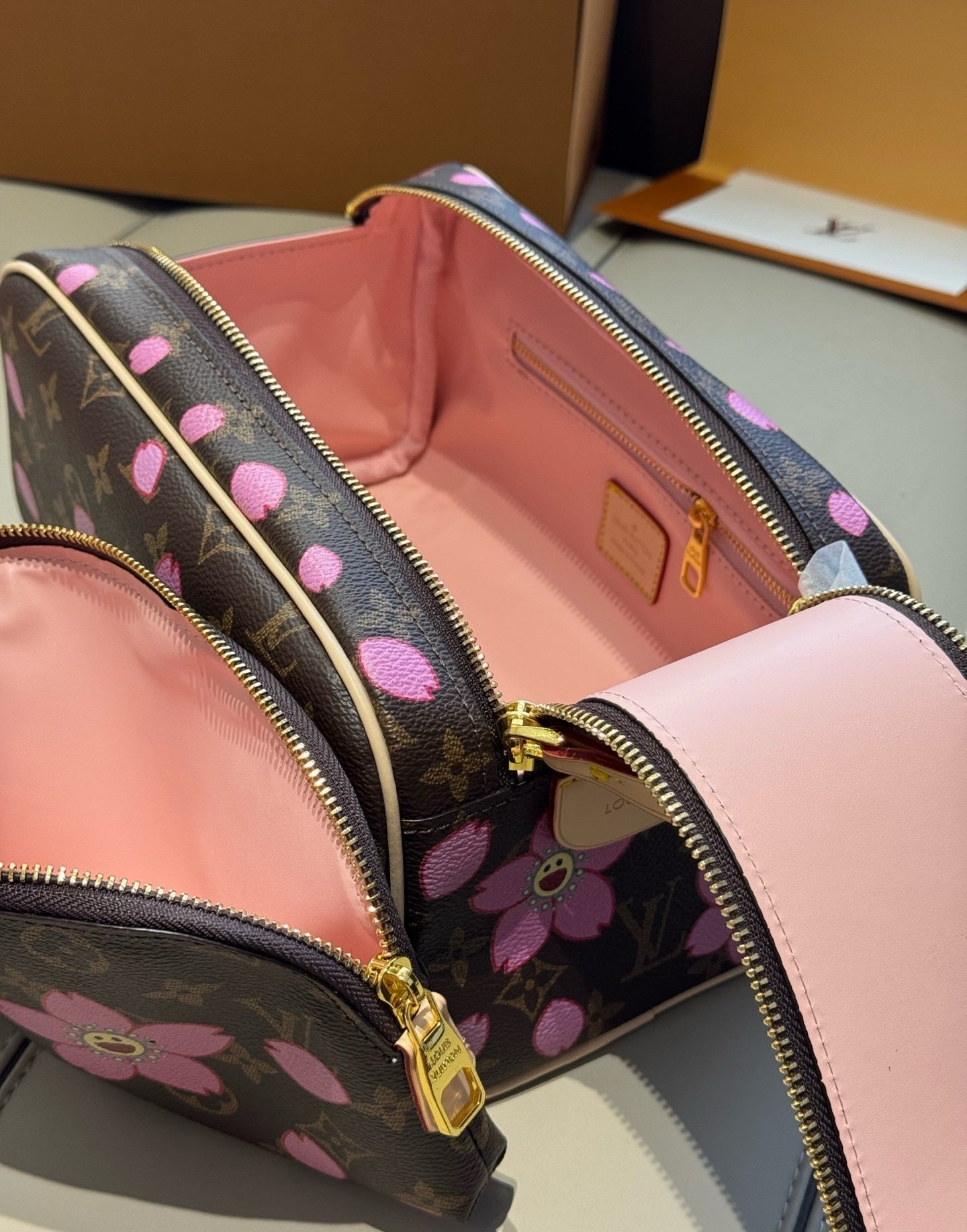 CUSTOM LV VANITY POUCH SET (SAKURA)