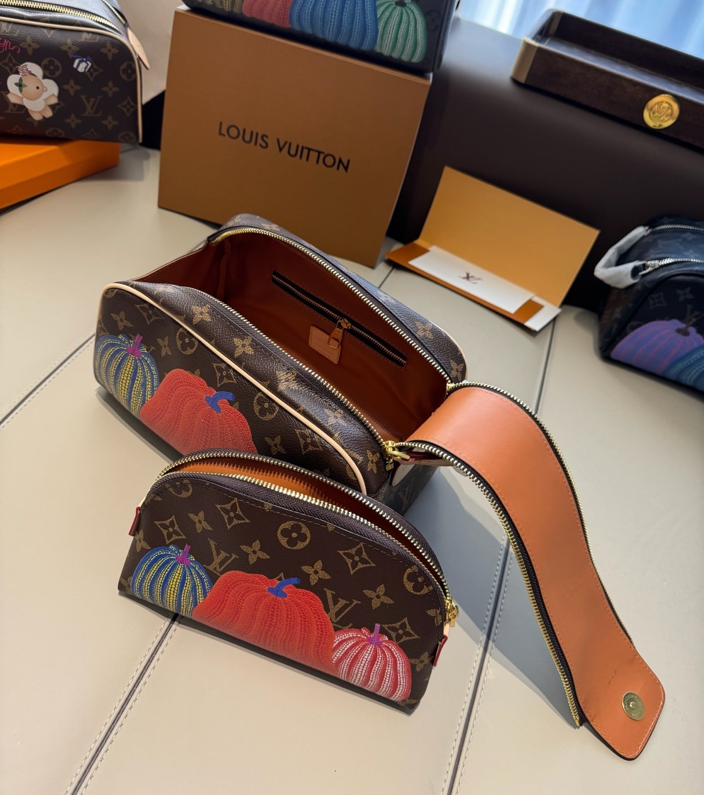 CUSTOM LV VANITY POUCH SET (YAYOI PUMPKIN)