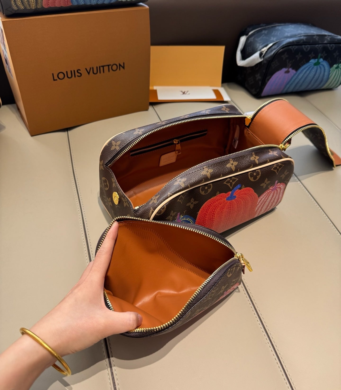CUSTOM LV VANITY POUCH SET (YAYOI PUMPKIN)