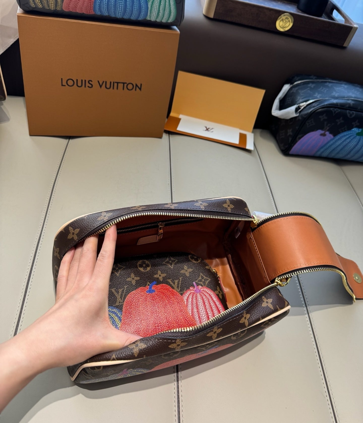 CUSTOM LV VANITY POUCH SET (YAYOI PUMPKIN)