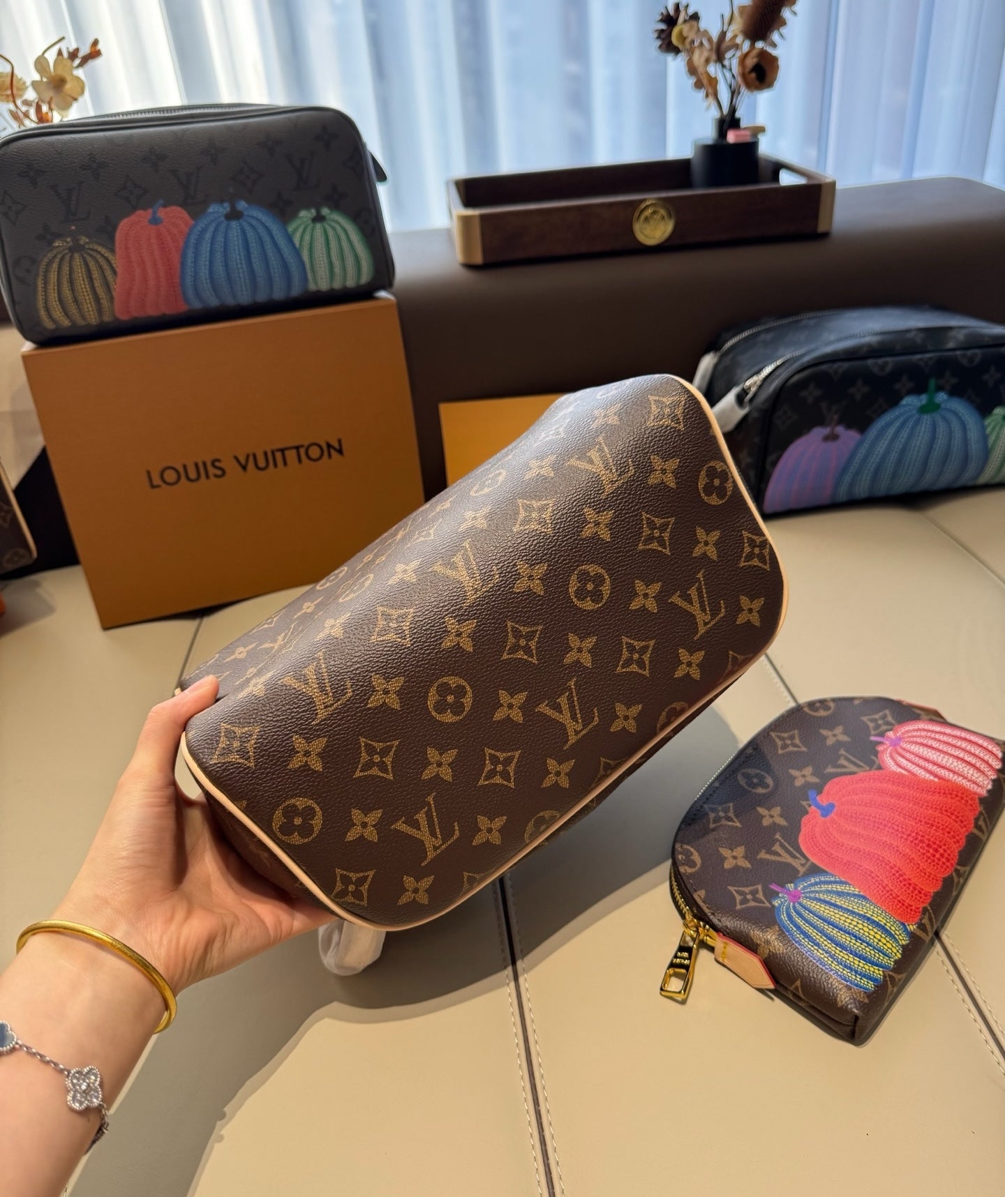 CUSTOM LV VANITY POUCH SET (YAYOI PUMPKIN)