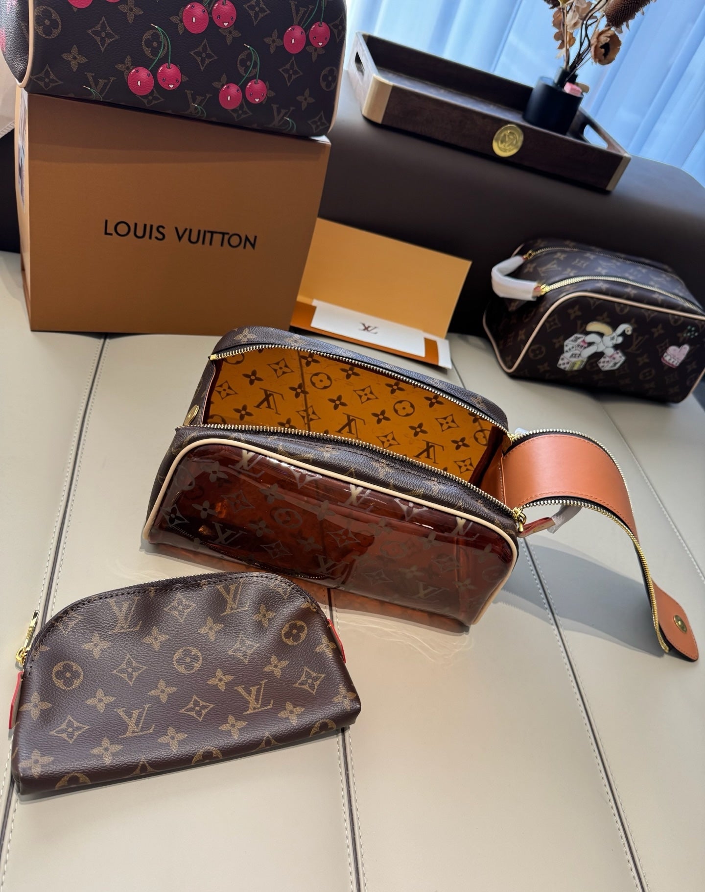 CUSTOM LV VANITY POUCH SET (VINYL)
