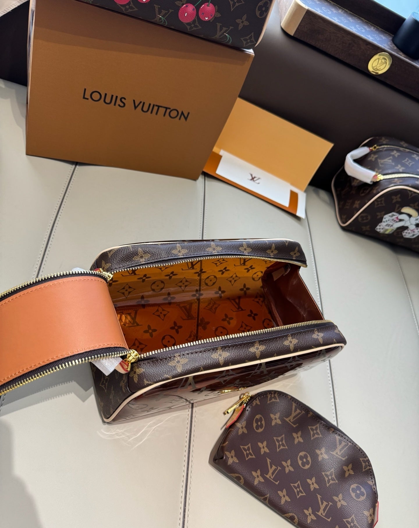 CUSTOM LV VANITY POUCH SET (VINYL)