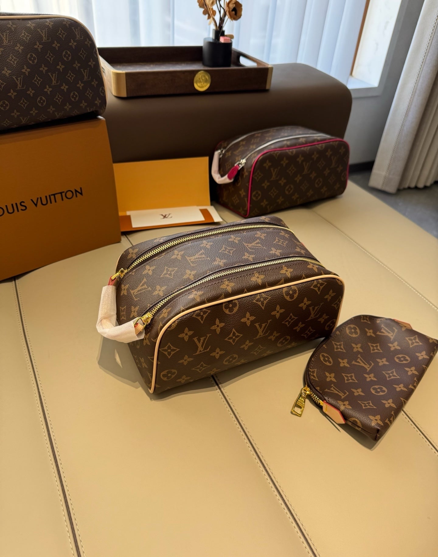 CUSTOM LV VANITY POUCH SET