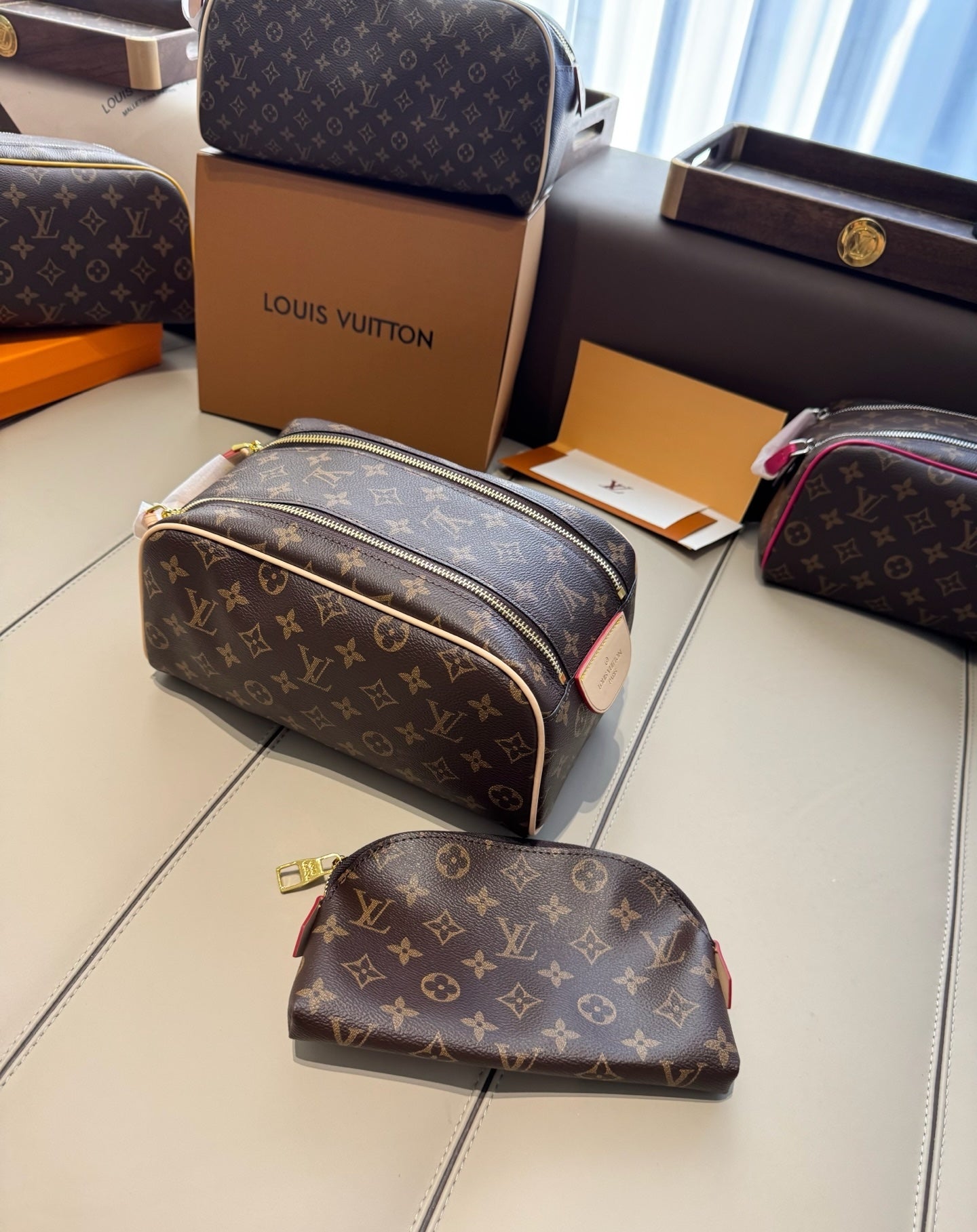 CUSTOM LV VANITY POUCH SET
