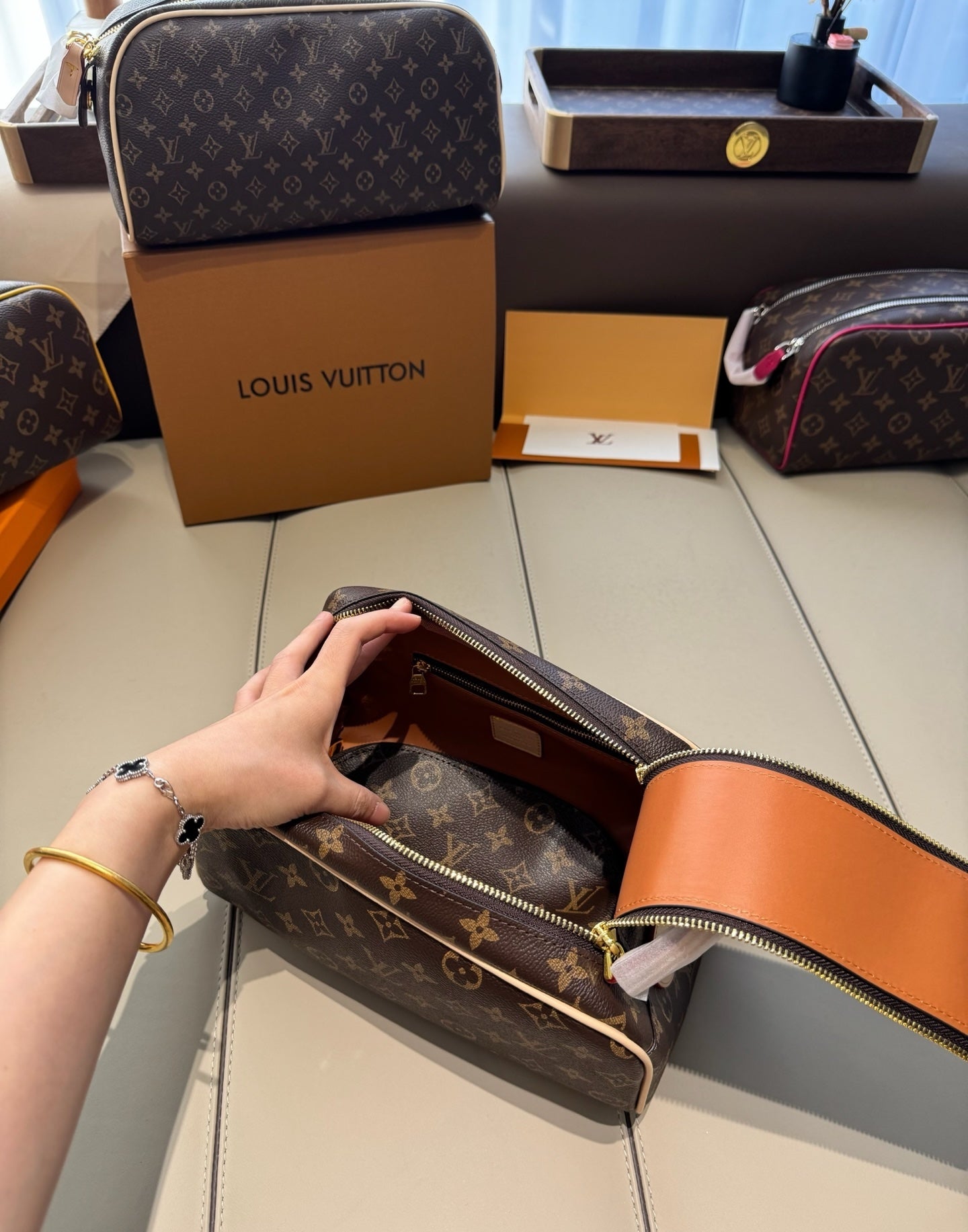 CUSTOM LV VANITY POUCH SET
