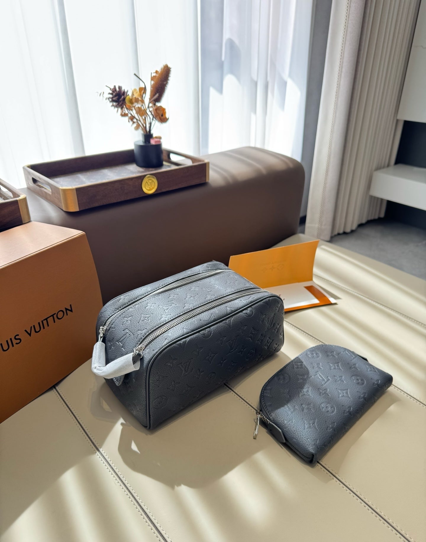 CUSTOM LV VANITY POUCH SET (SHADOW)