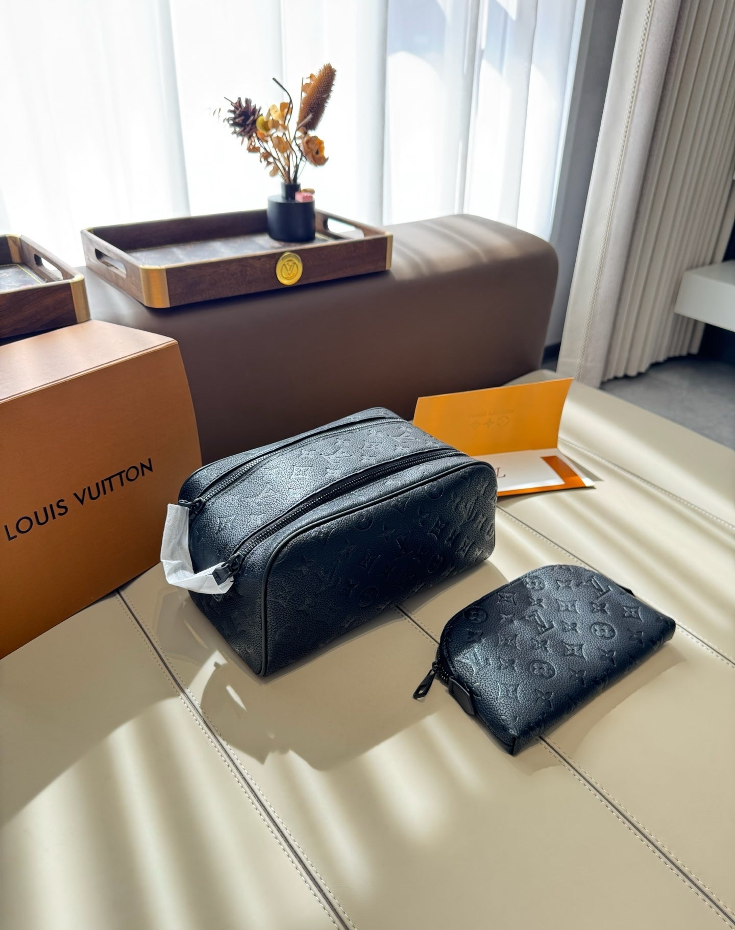 CUSTOM LV VANITY POUCH SET (SHADOW)