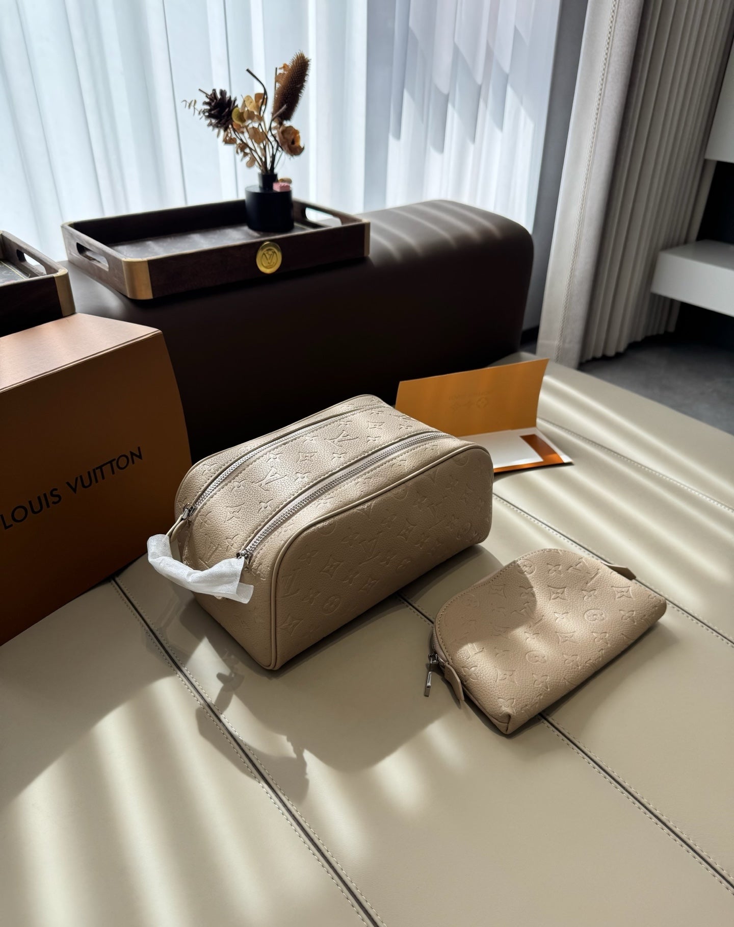 CUSTOM LV VANITY POUCH SET (SHADOW)