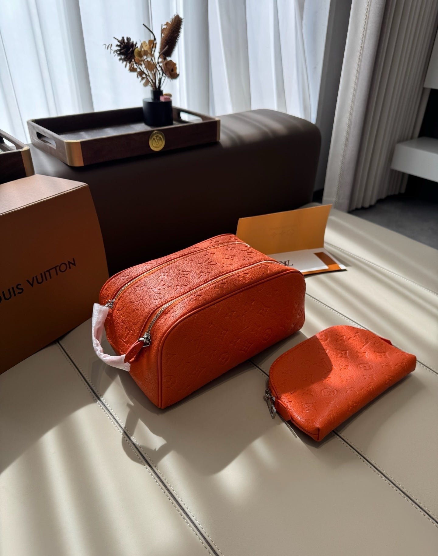 CUSTOM LV VANITY POUCH SET (SHADOW)