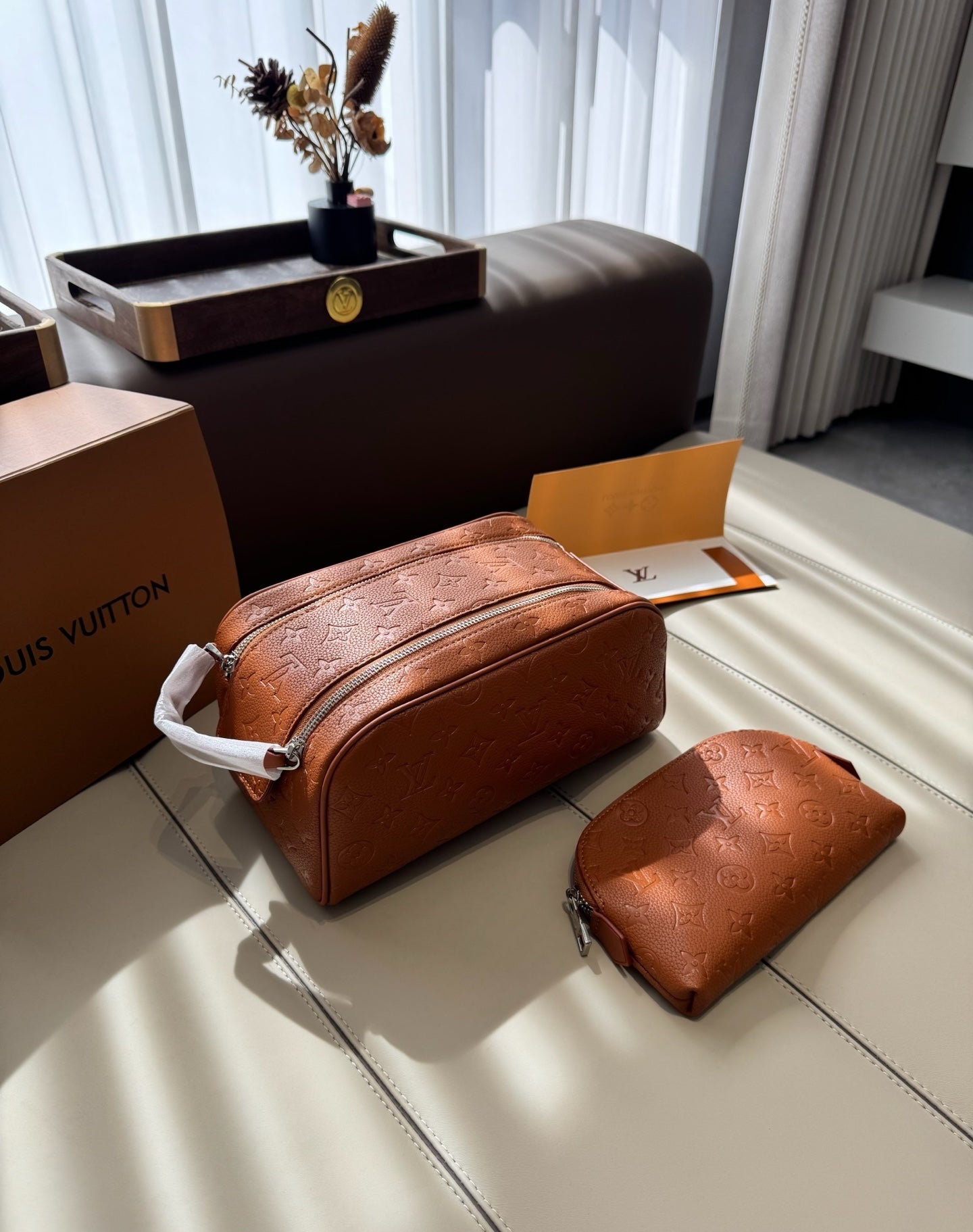 CUSTOM LV VANITY POUCH SET (SHADOW)