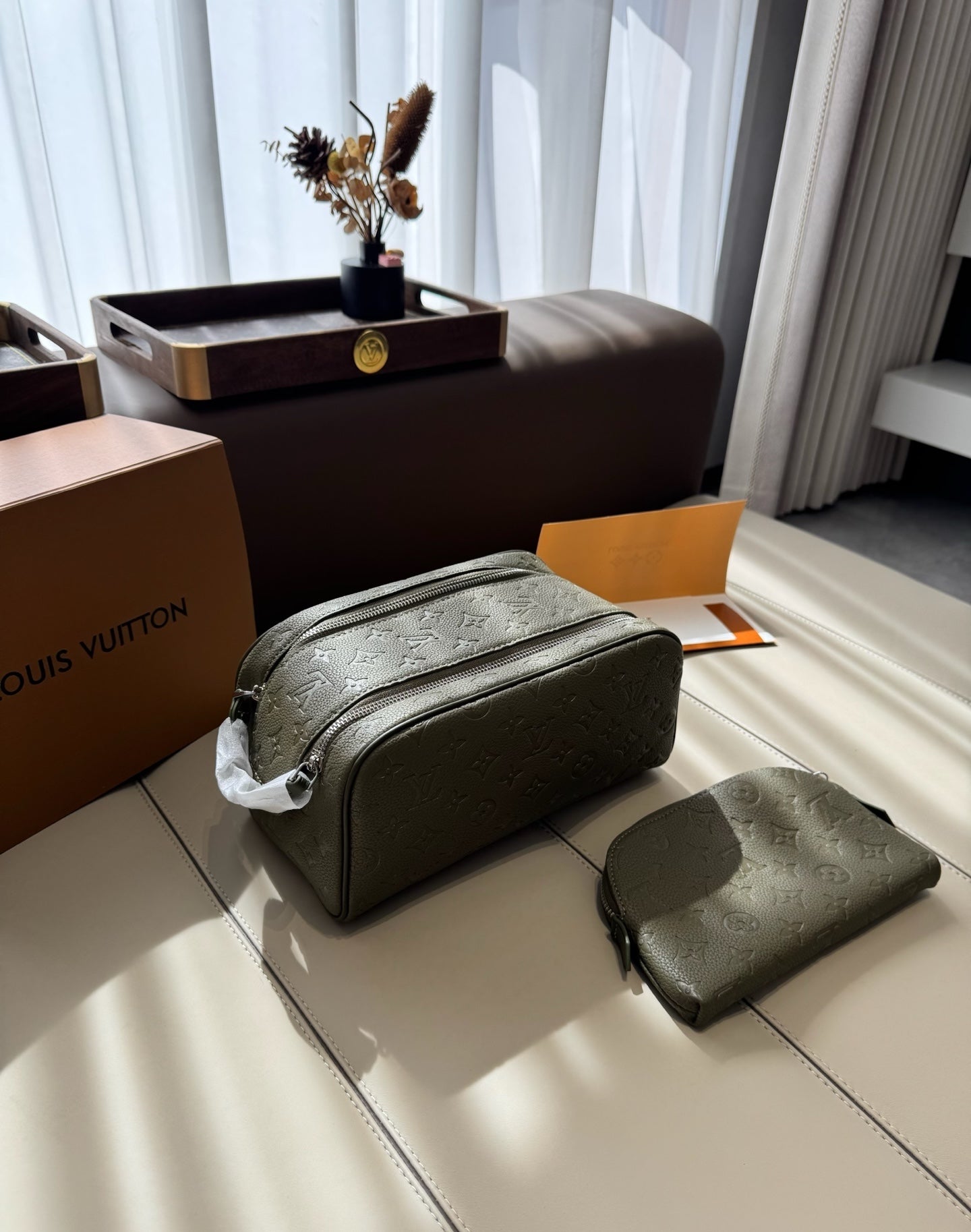 CUSTOM LV VANITY POUCH SET (SHADOW)