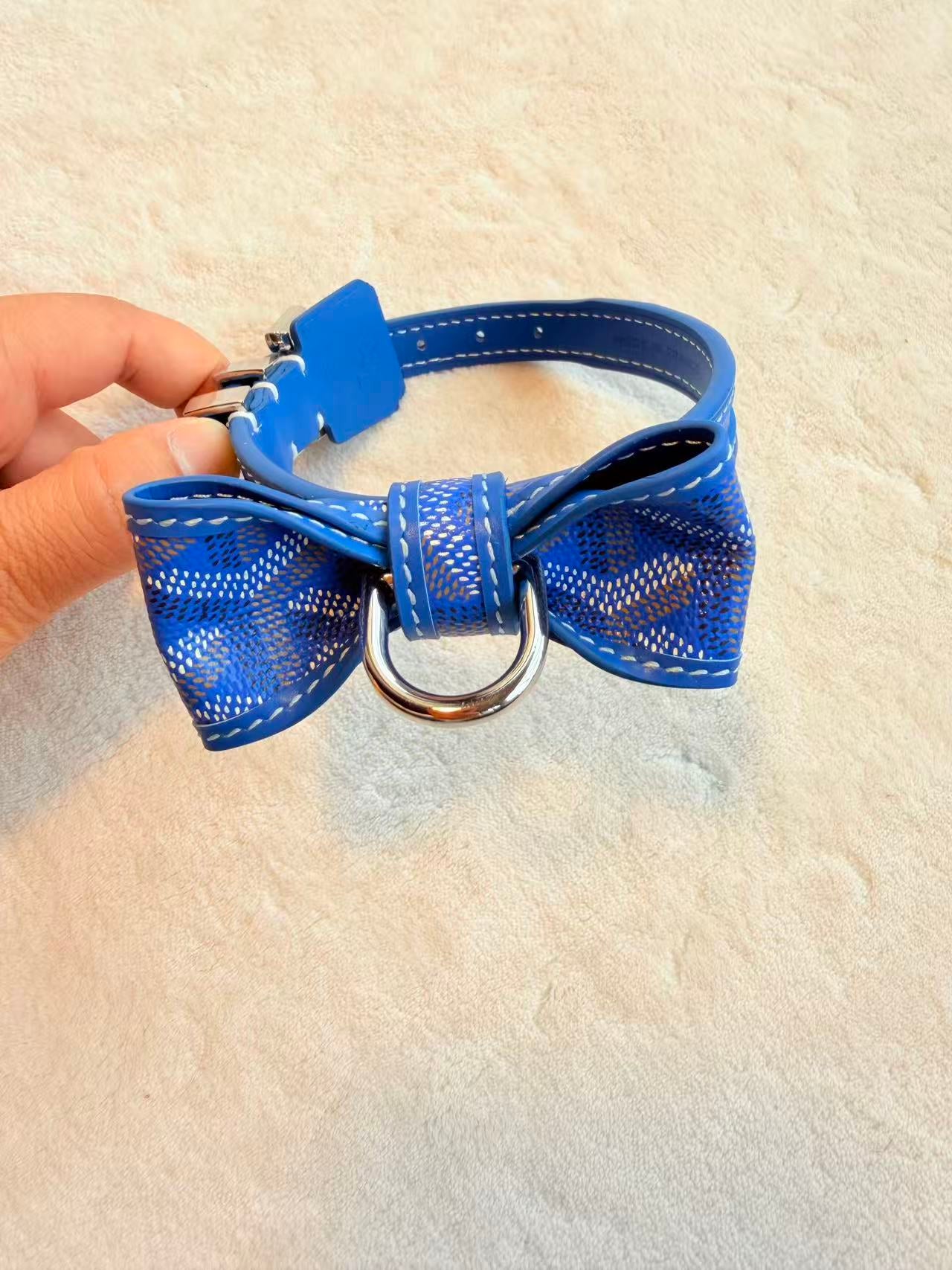 GOYARD DOG COLLAR AND LEASH (BOWTIE)