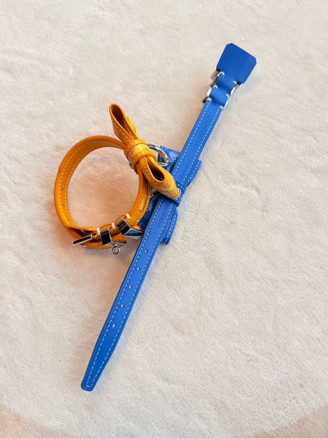 GOYARD DOG COLLAR AND LEASH (BOWTIE)