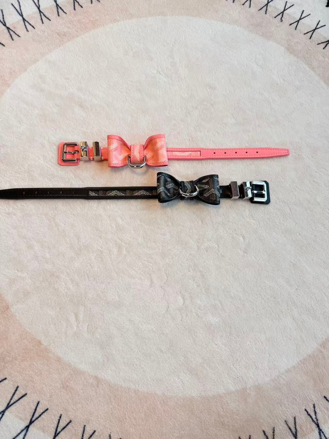 GOYARD DOG COLLAR AND LEASH (BOWTIE)