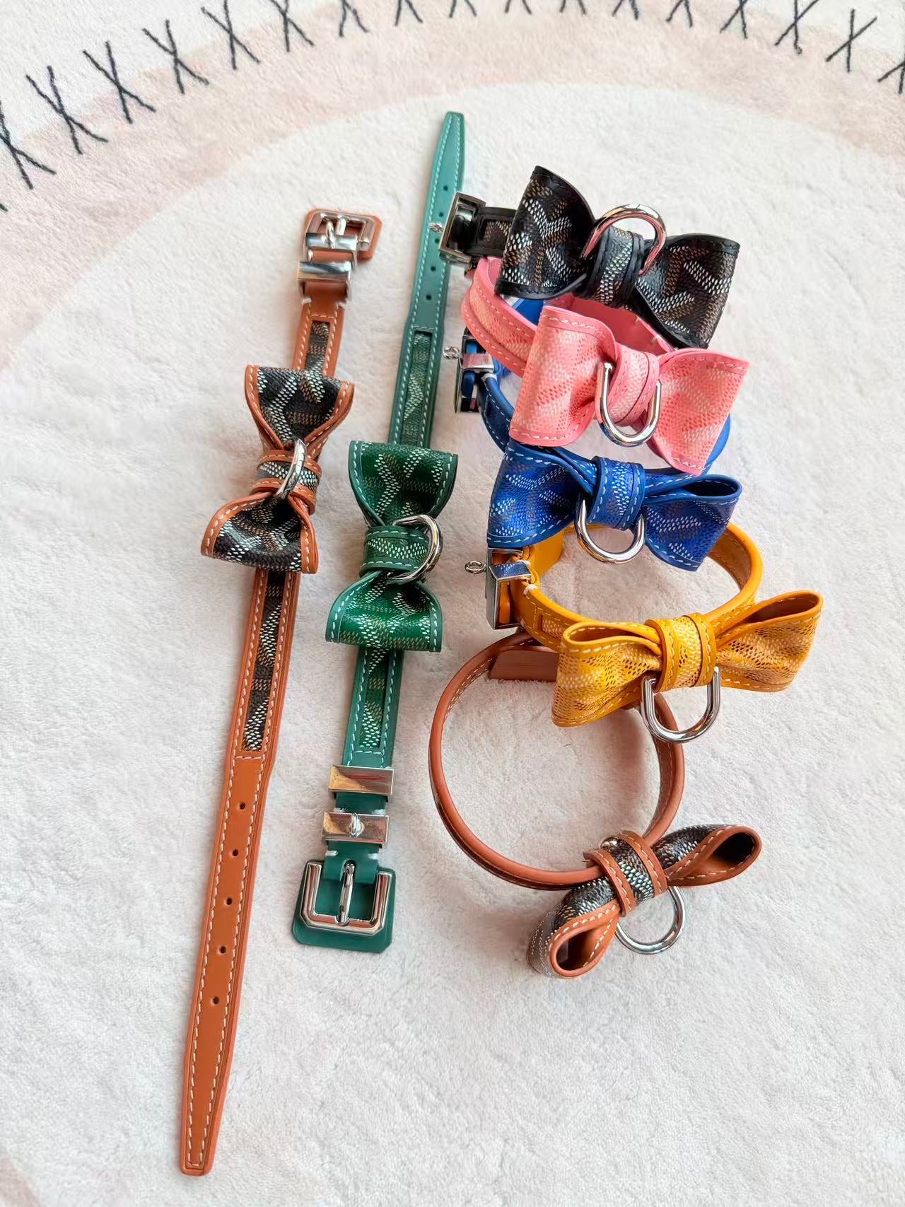 GOYARD DOG COLLAR AND LEASH (BOWTIE)