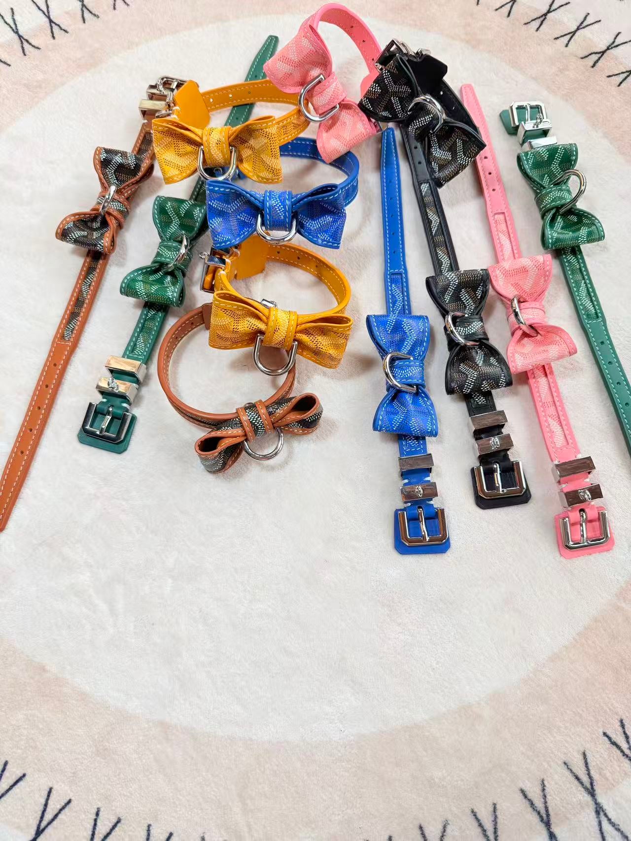 GOYARD DOG COLLAR AND LEASH (BOWTIE)