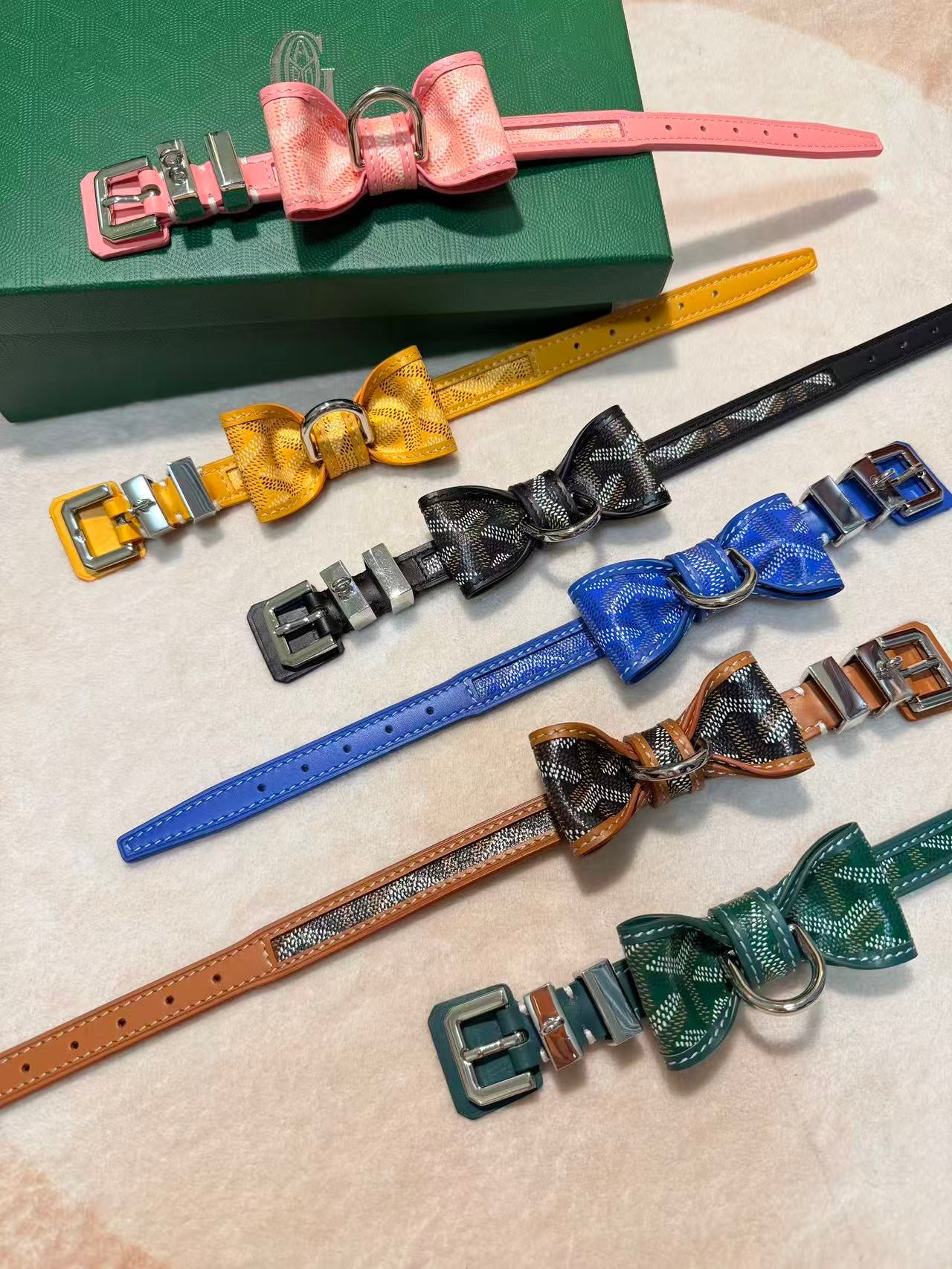 GOYARD DOG COLLAR AND LEASH (BOWTIE)