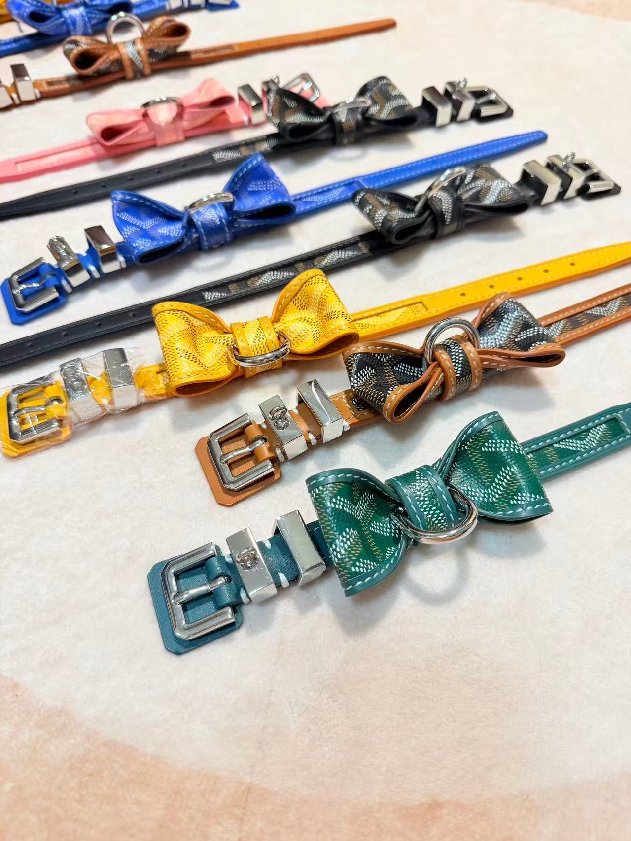 GOYARD DOG COLLAR AND LEASH (BOWTIE)