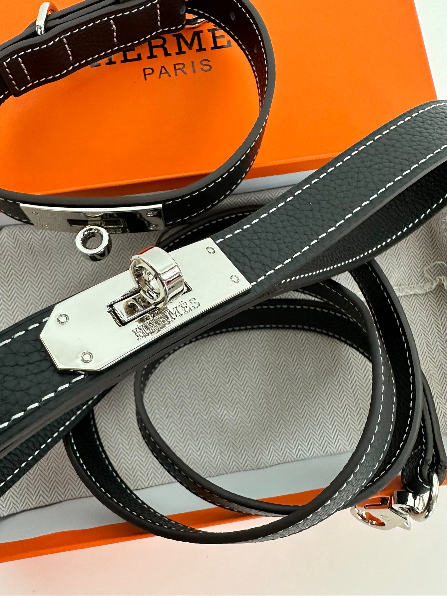 HERMES DOG COLLAR AND LEASH