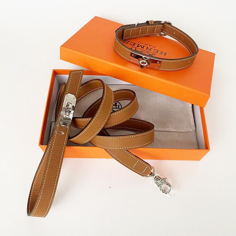 HERMES DOG COLLAR AND LEASH