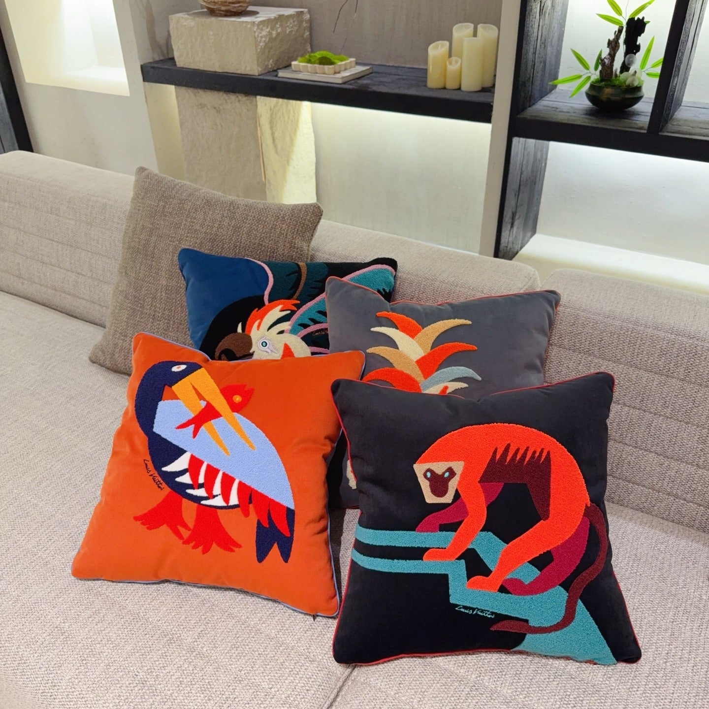 CUSTOM LV ANIMALI PARROT PILLOW