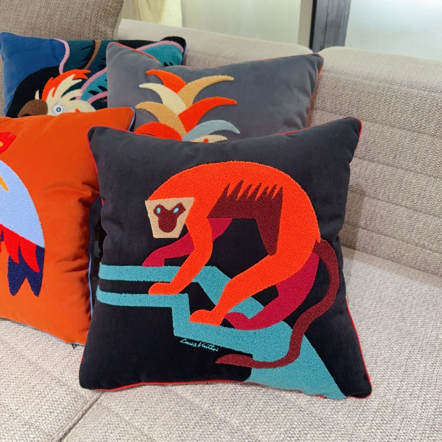 CUSTOM LV ANIMALI MONKEY PILLOW