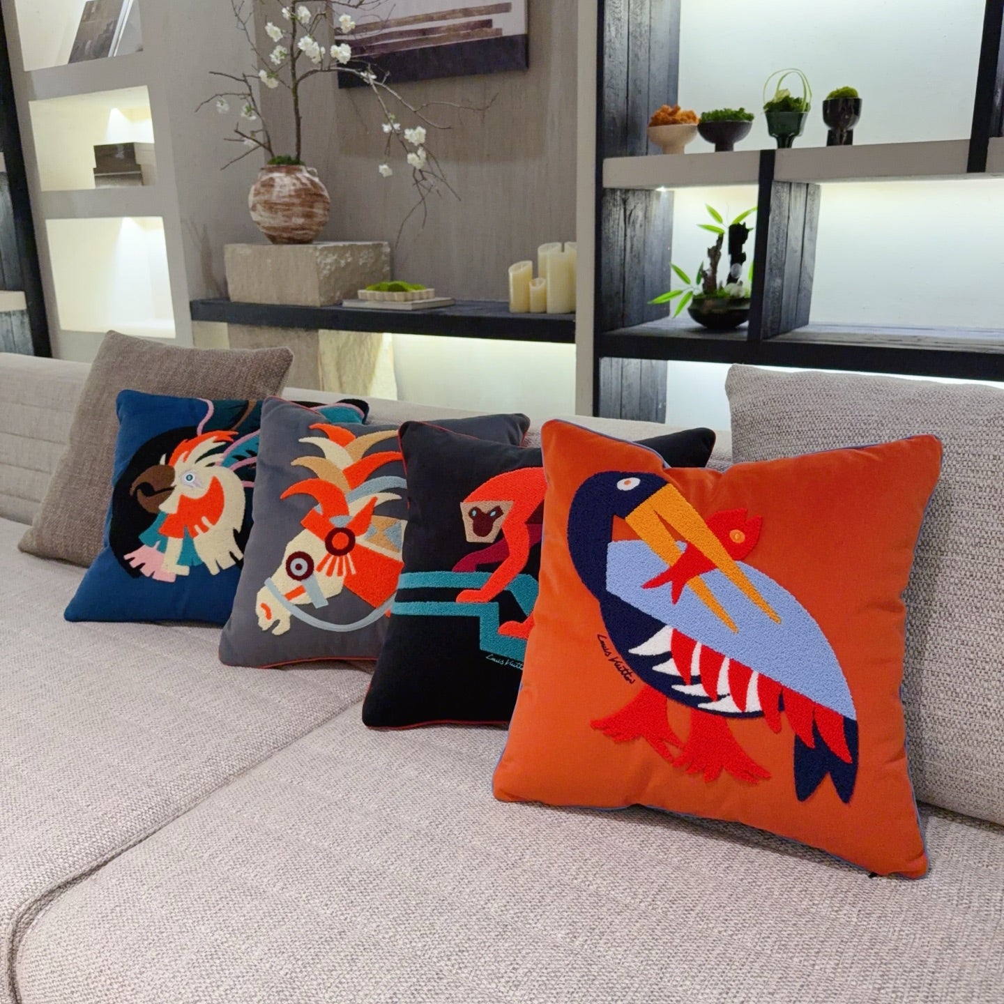 CUSTOM LV ANIMALI PELICAN PILLOW