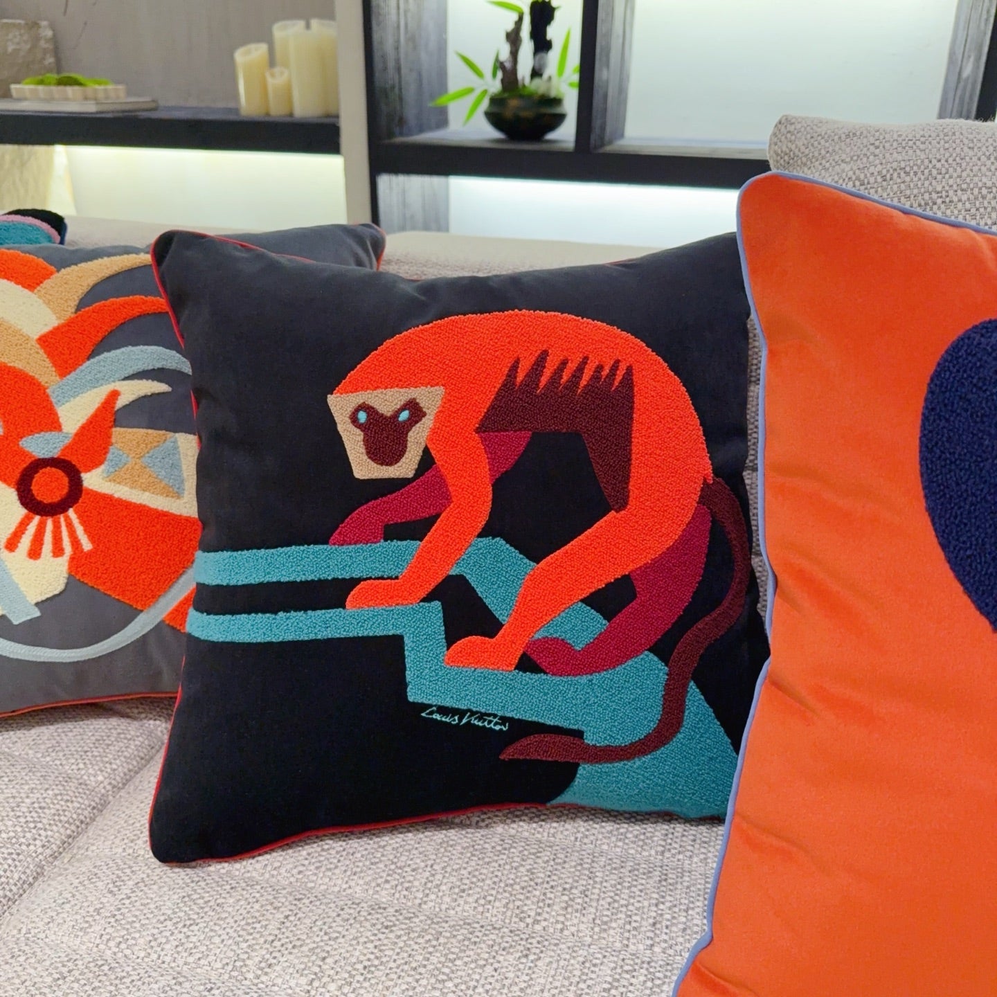 CUSTOM LV ANIMALI MONKEY PILLOW