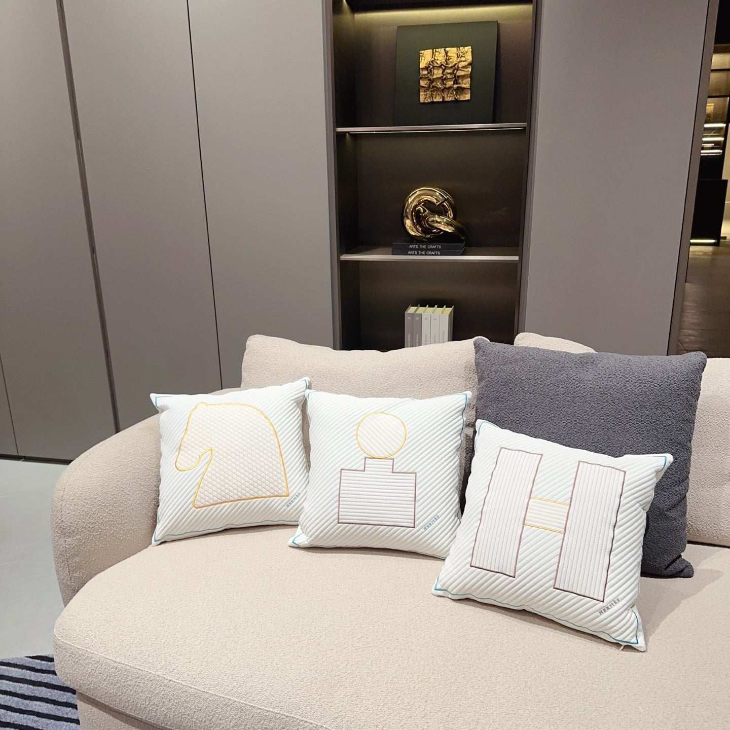 HERMES WOOL BLOCKS PILLOW