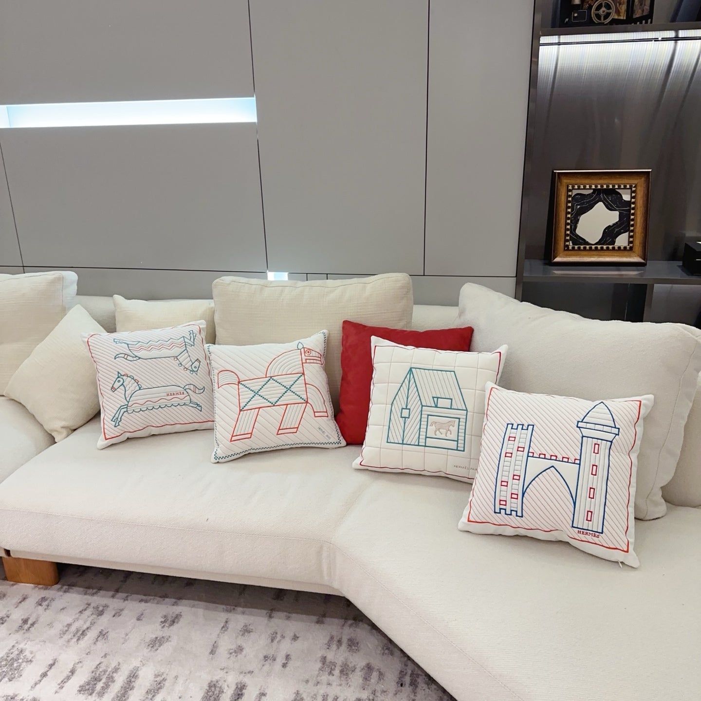 HERMES WOOL LES CABANES PILLOW
