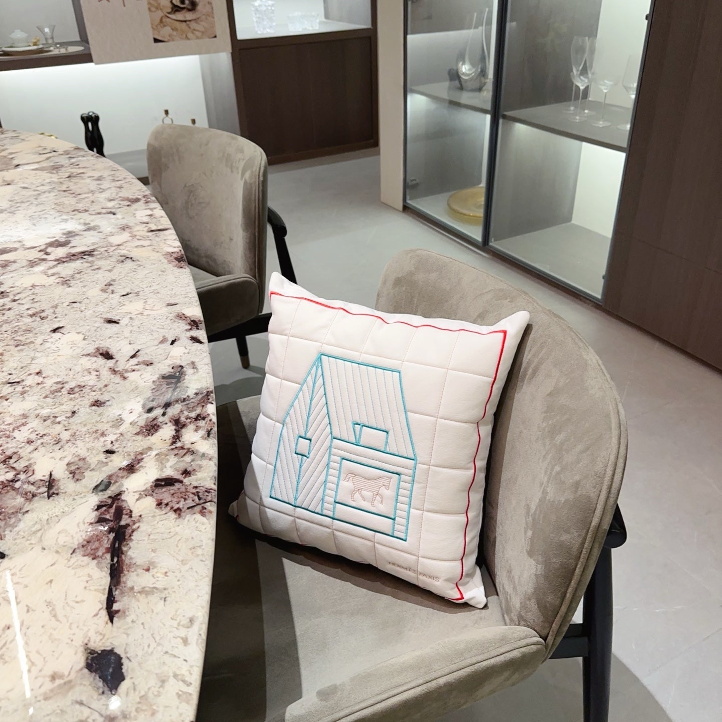 HERMES WOOL LES CABANES PILLOW