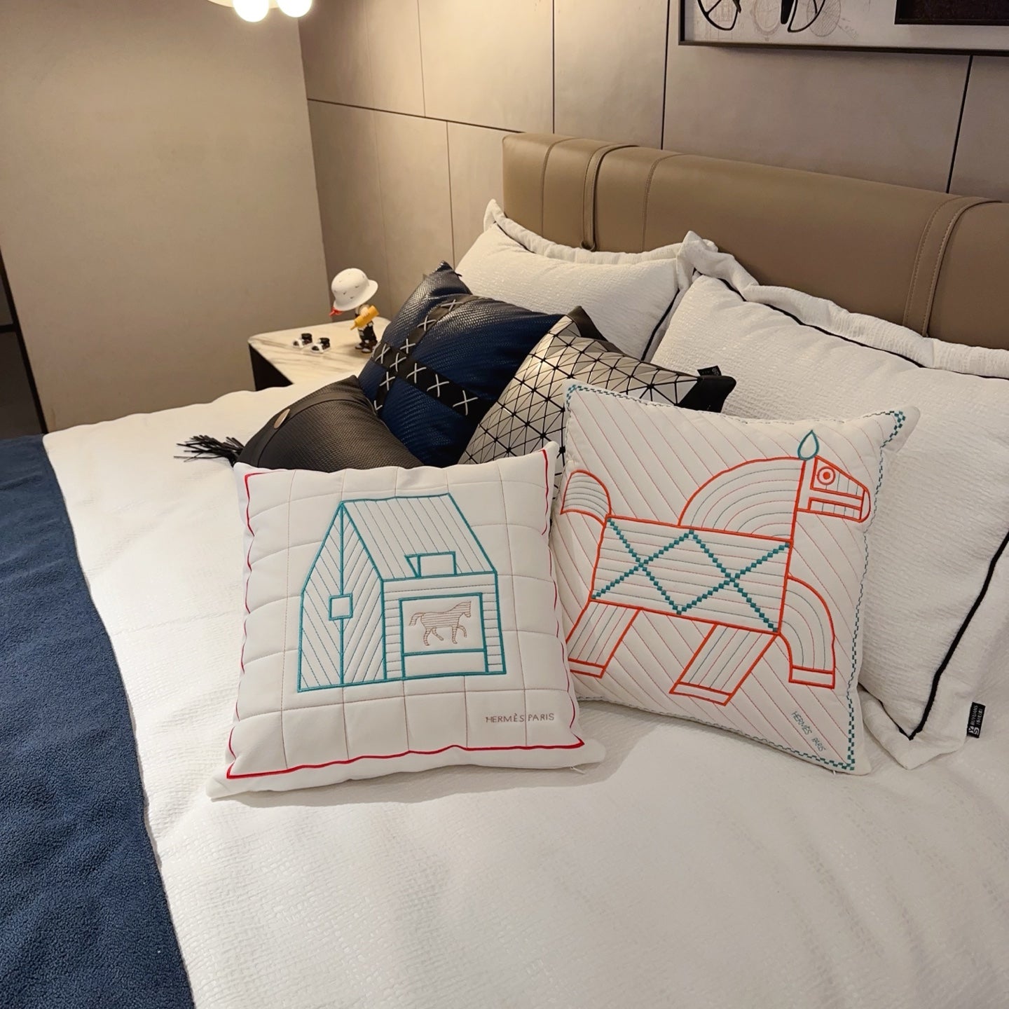 HERMES WOOL LES CABANES PILLOW