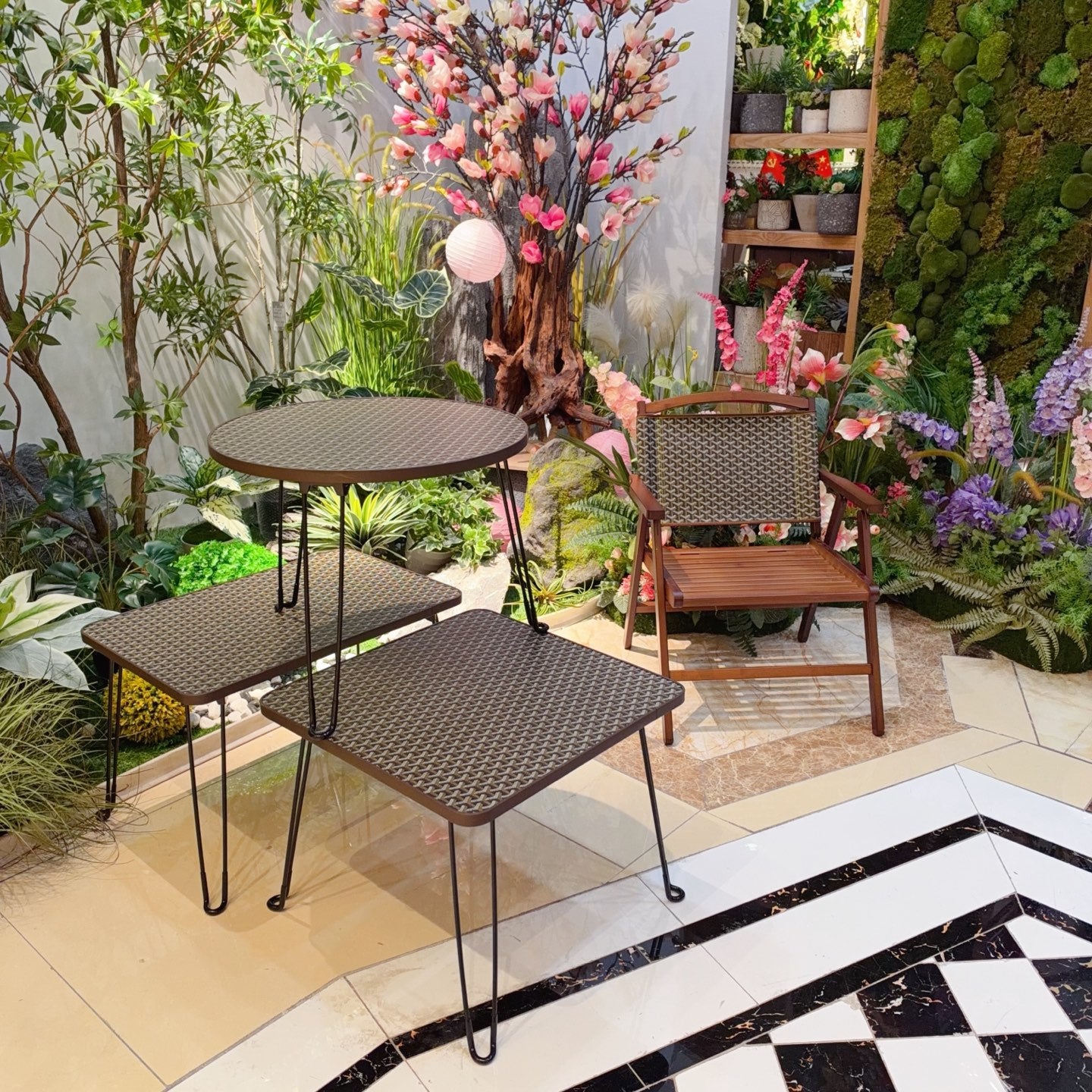 CUSTOM GOYARD FOLDING ROUND TABLE