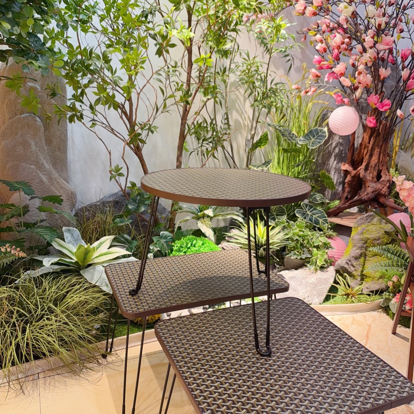 CUSTOM GOYARD FOLDING ROUND TABLE