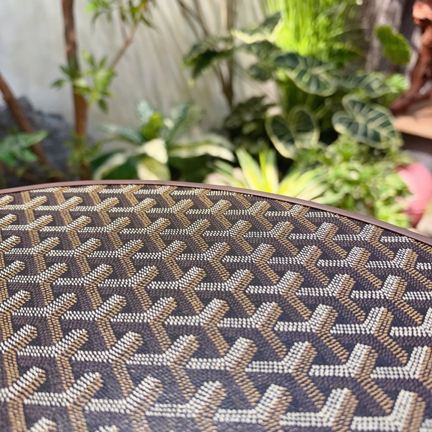 CUSTOM GOYARD FOLDING ROUND TABLE