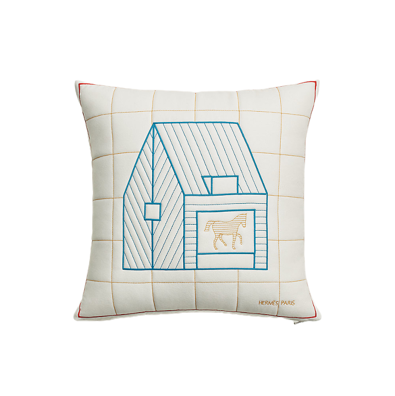 HERMES WOOL LES CABANES PILLOW
