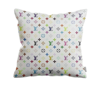 CUSTOM LV LEATHER PILLOW (MURAKAMI)