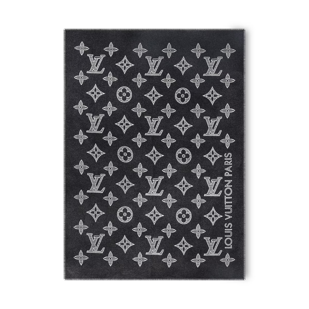 CUSTOM LV MONOGRAM SHADOW THROW BLANKET (GREY)