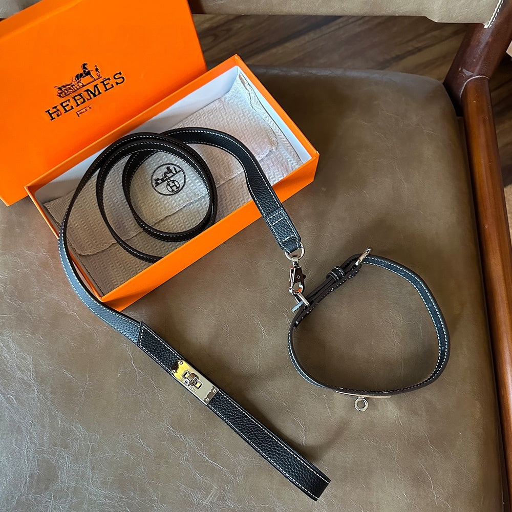 HERMES DOG COLLAR AND LEASH