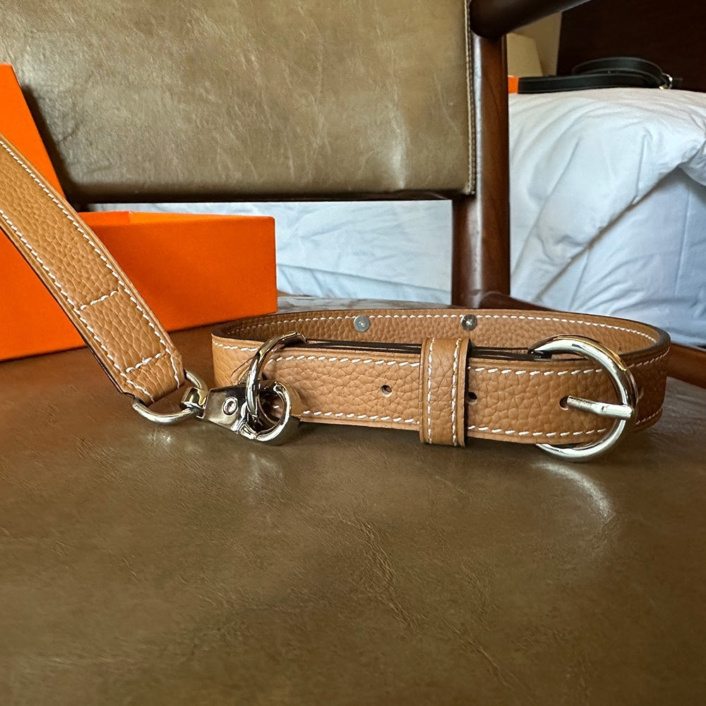 HERMES DOG COLLAR AND LEASH