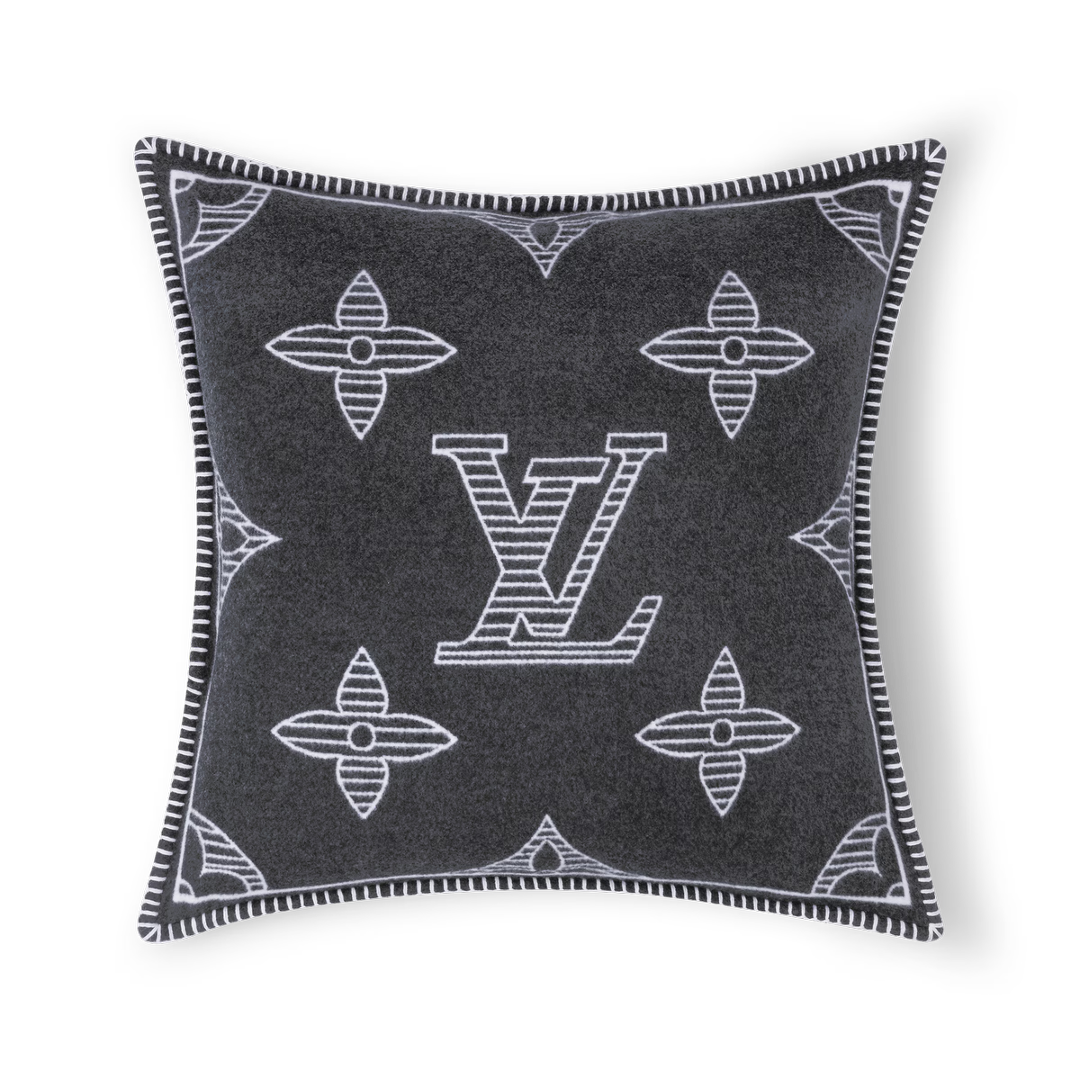 CUSTOM LV MONOGRAM SHADOW THROW PILLOW (GREY)