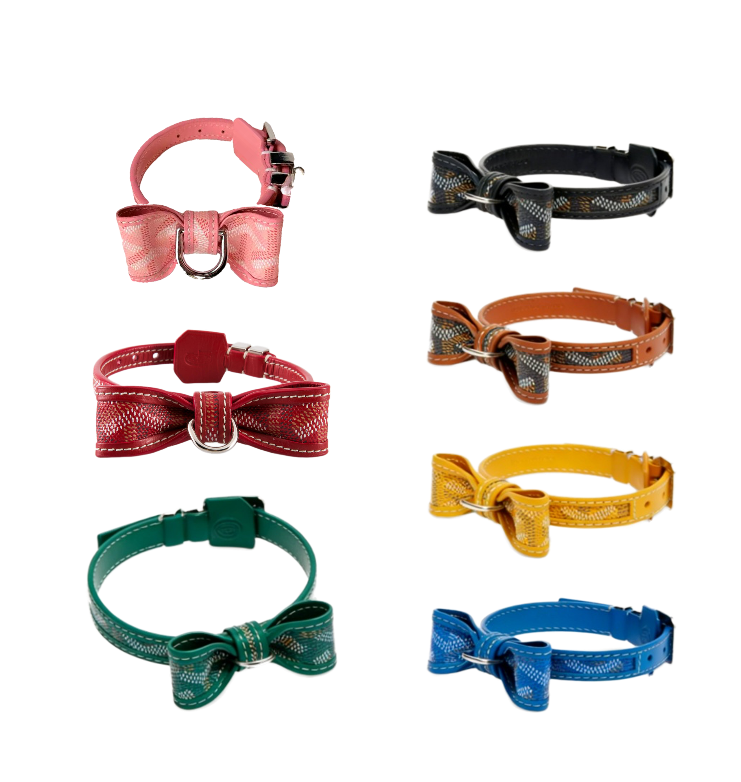 GOYARD DOG COLLAR AND LEASH (BOWTIE)
