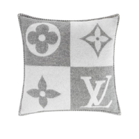 CUSTOM LV WOOL GREY CHECKMATE THROW PILLOW