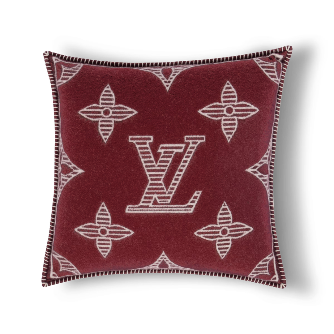 CUSTOM LV MONOGRAM SHADOW THROW PILLOW (MAROON)